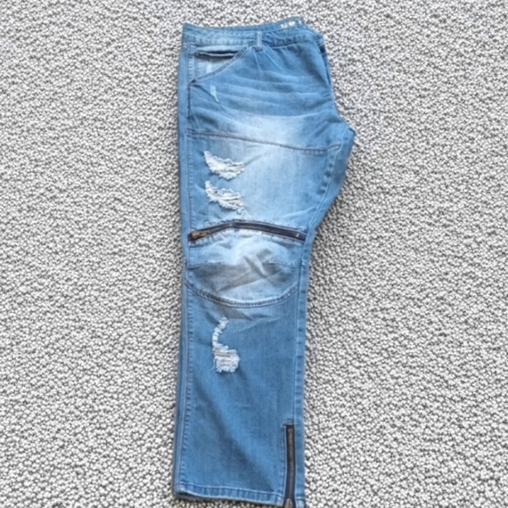 HP🔥Men's Denim House Distressed Button Fly Jeans (44x31) - Picture 6 of 10